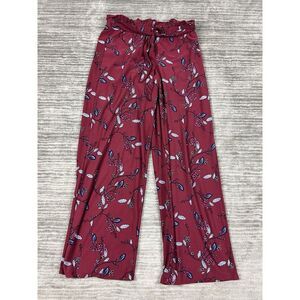 Pink Rose Pajama Pants Womens‎ Medium Red Floral Polyester Blend